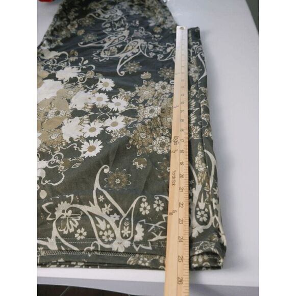 Women's Green Floral Elastic Waist Wide Leg Pants 4XL - Picture 6 of 7